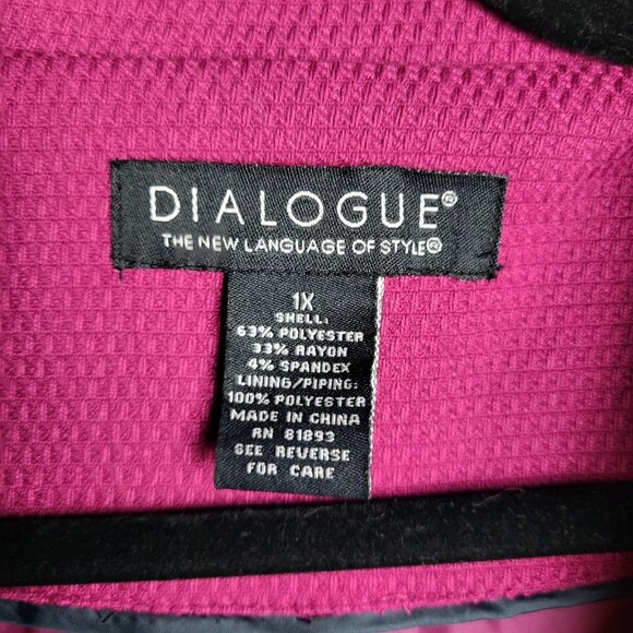 Dialogue Jacket Women's Plus 1X Hot Pink 3/4 Sleeve Large Buttons - Picture 3 of 8